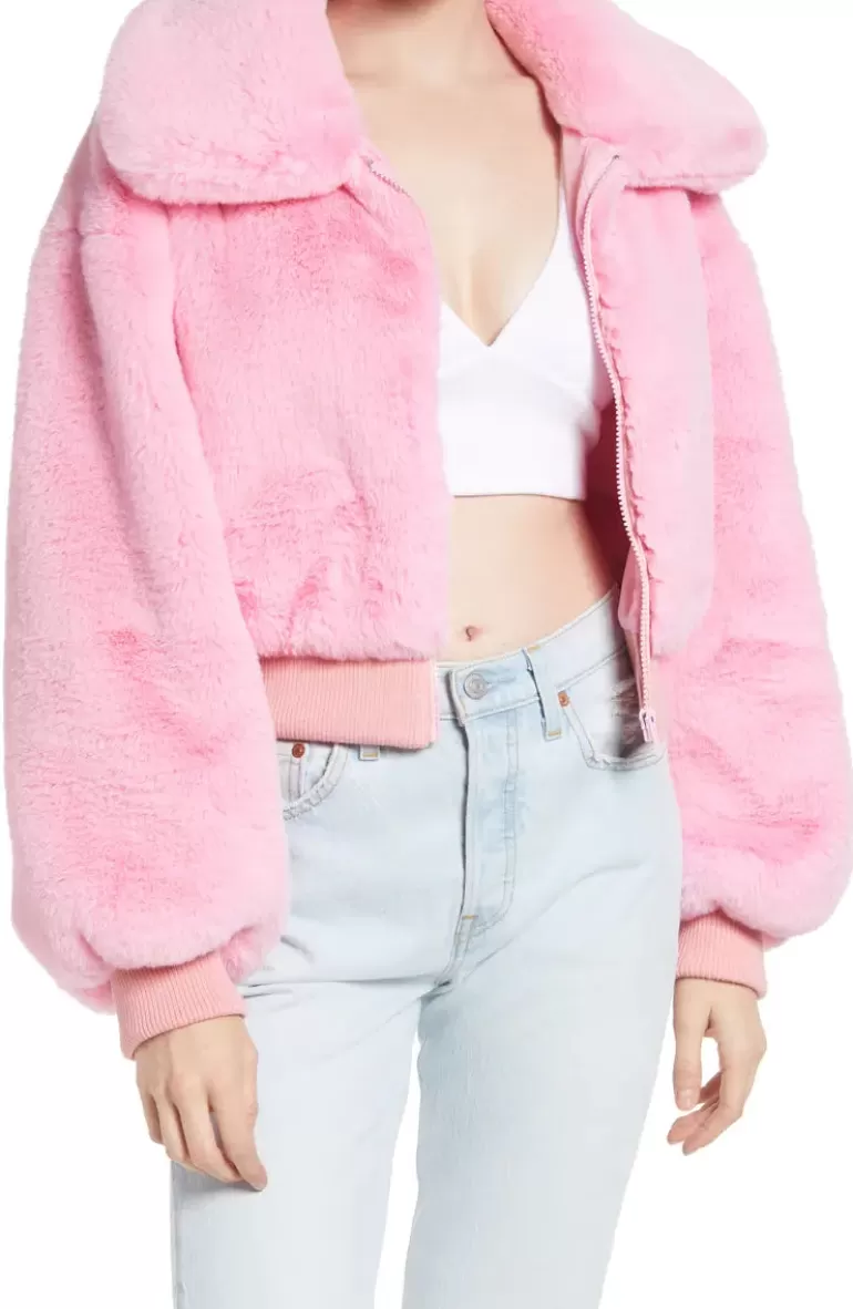 Women AZALEA WANG Drew-Street Cropped Teddy Jacket