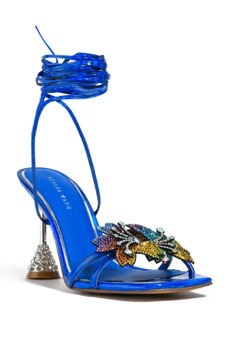 Women AZALEA WANG Effortless- Flower Jeweled Wrap Sandal