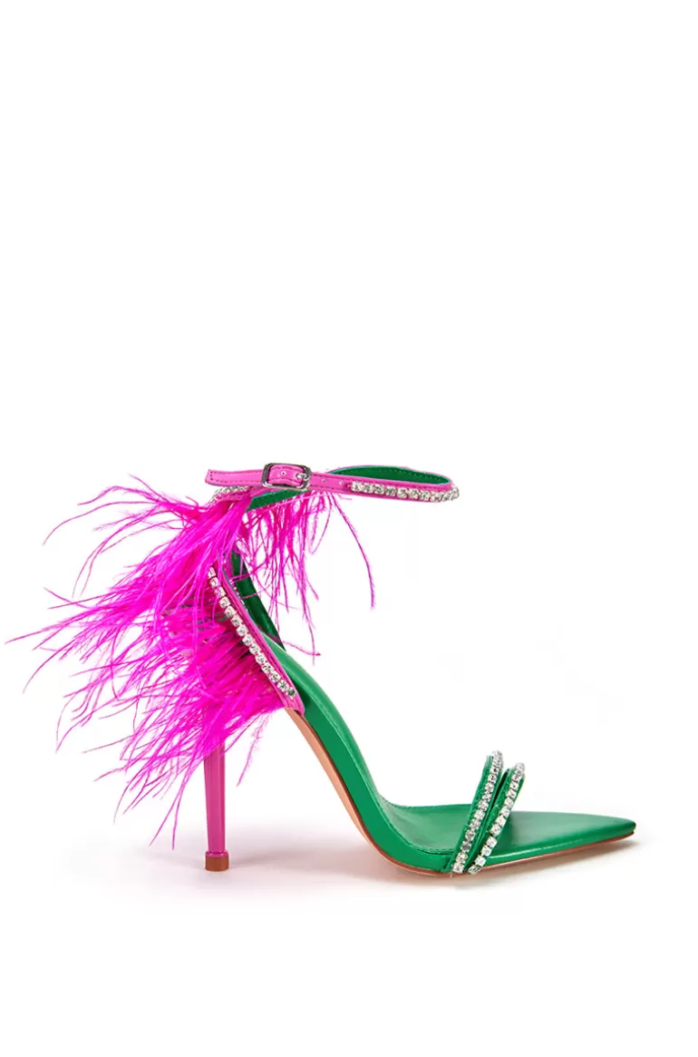 Women AZALEA WANG Ella- Feather Pointed Toe Heeled Sandal