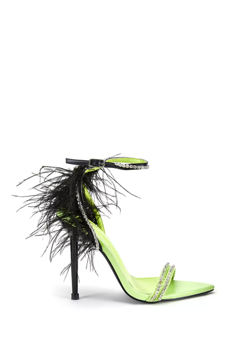 Women AZALEA WANG Ella- Feather Pointed Toe Heeled Sandal