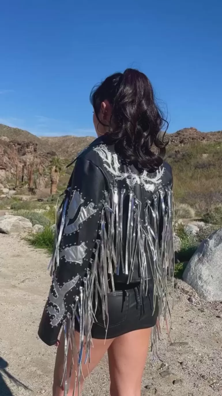 Women AZALEA WANG Ride-Em Silver Fringe Western Jacket