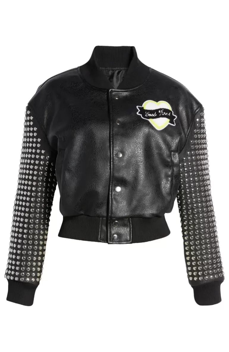 Women AZALEA WANG Stud-Bomber Varsity Jacket